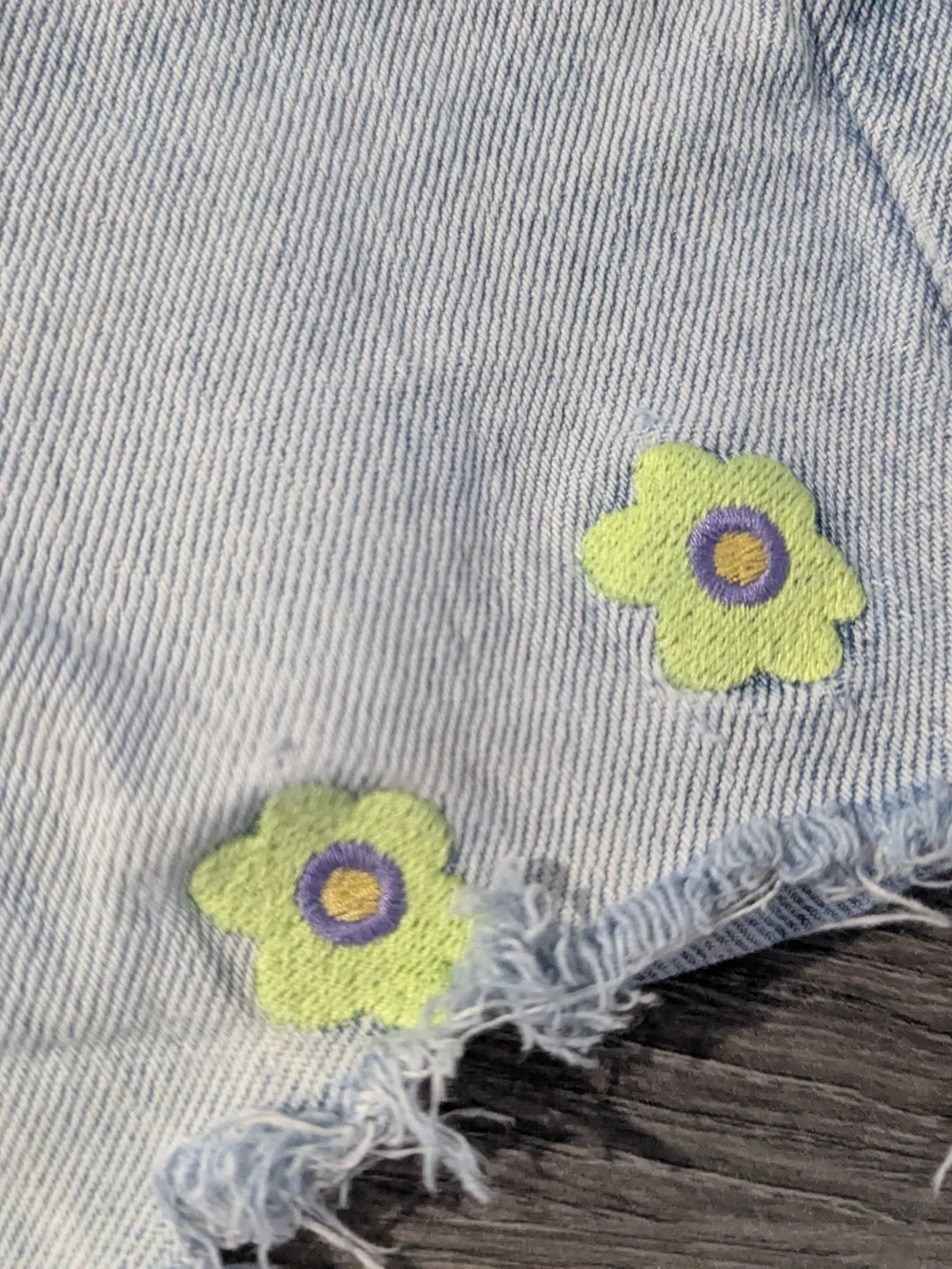 Old Navy Light Wash Denim Shorts with Neon Flower Detail